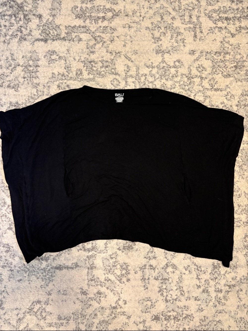 Bali Black Short Sleeve Bat Wing oversized Women's Tee